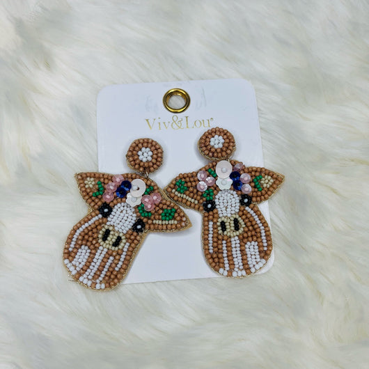 Cow Seed Bead Earrings