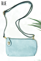 Faux Leather Twist Lock Crossbody Clutch