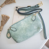 Faux Leather Twist Lock Crossbody Clutch