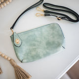 Faux Leather Twist Lock Crossbody Clutch