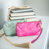 Faux Leather Twist Lock Crossbody Clutch