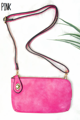 Faux Leather Twist Lock Crossbody Clutch