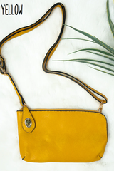 Faux Leather Twist Lock Crossbody Clutch