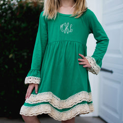 Monogrammed Green Lace Dress
