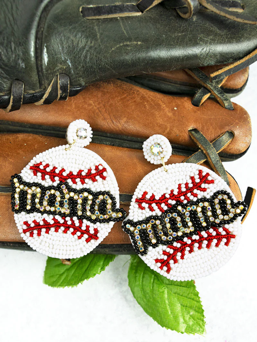 Baseball Mama Beaded Earrings