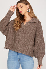 Collared Knit Sweater | Mocha